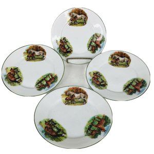 4 German Schwarzburg Bread & Butter Plate Horse
